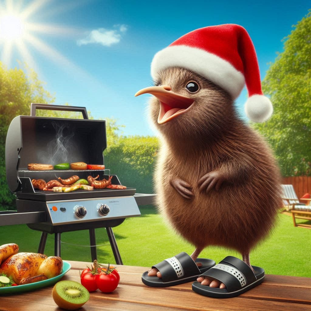 kiwi having a barbecue for christmas