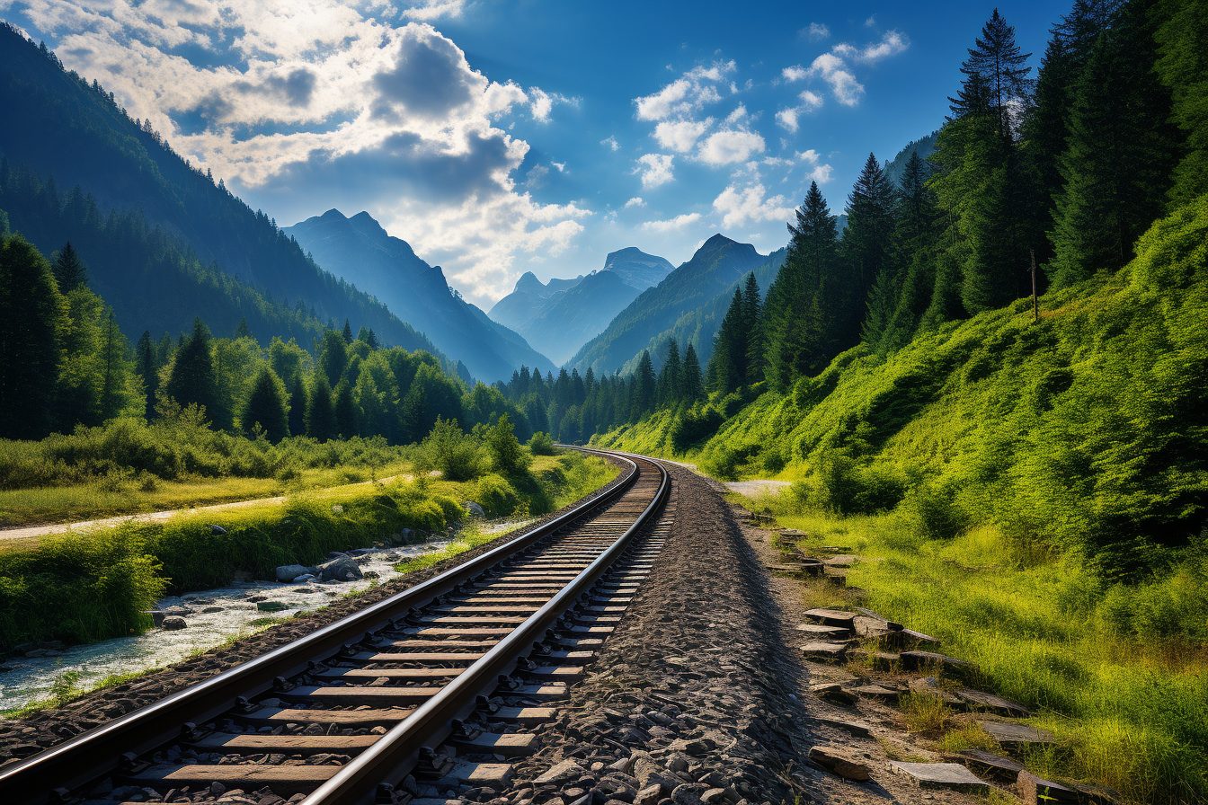 voie ferre de train tranversant la montagne