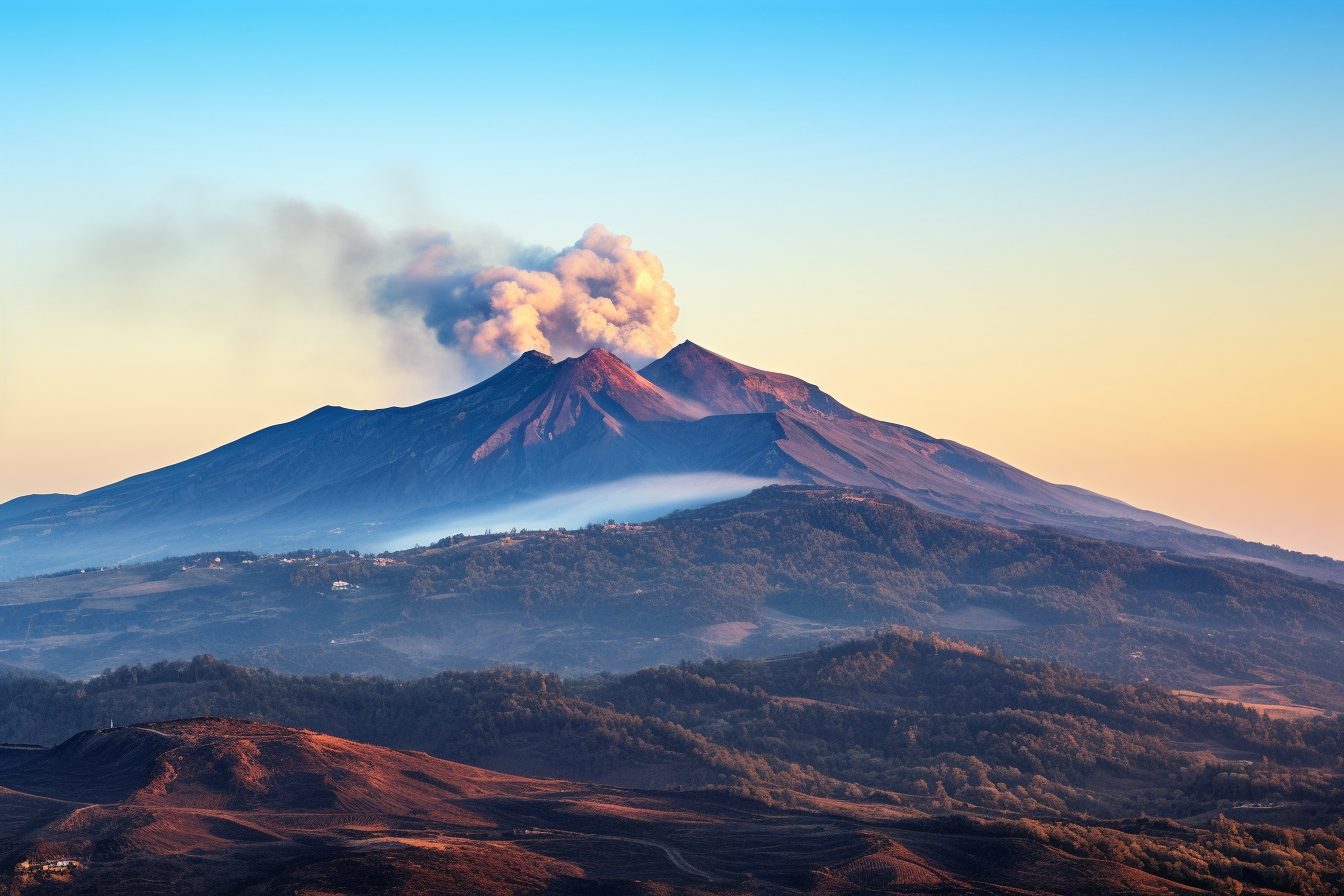 volcan avec de la fumee