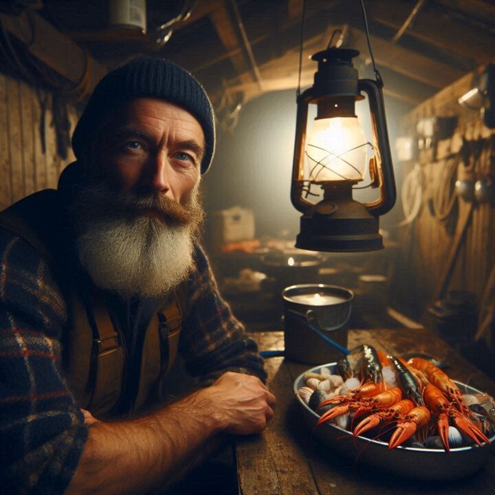 fisherman with a sea food platter