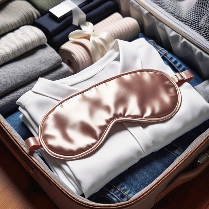 masque de sommeil dans une valise