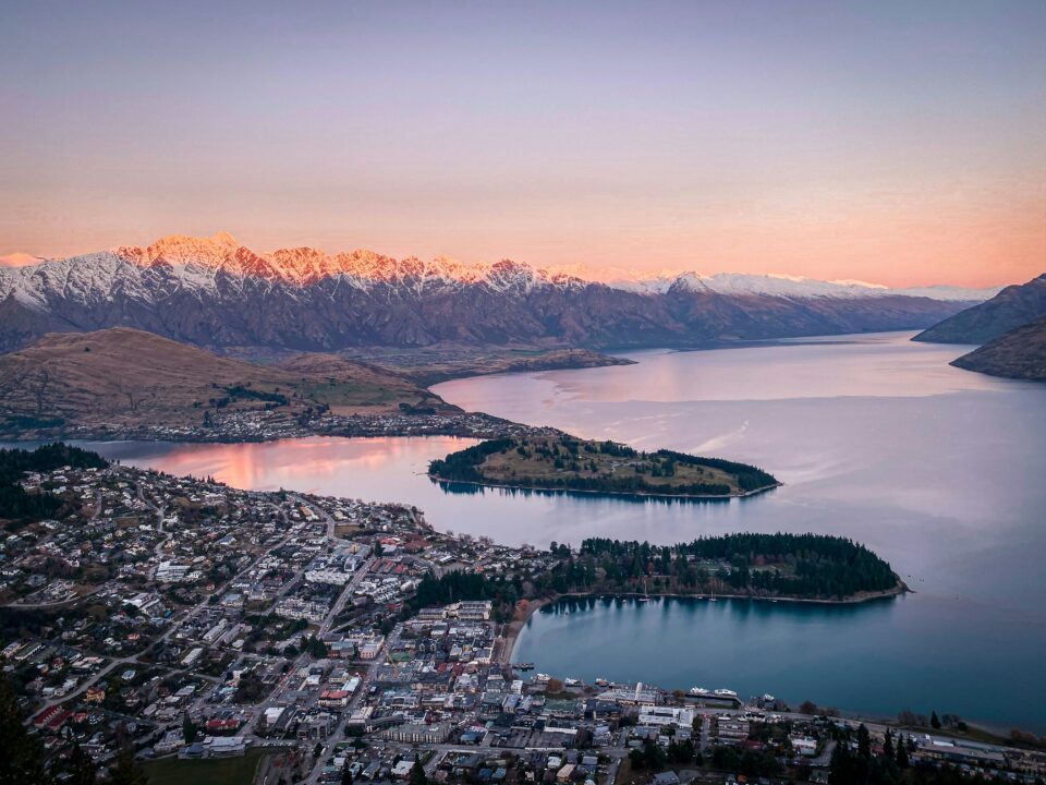 queenstown view with sunset