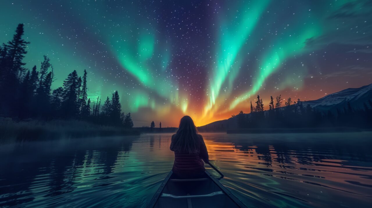 aurora borealis landscape sea