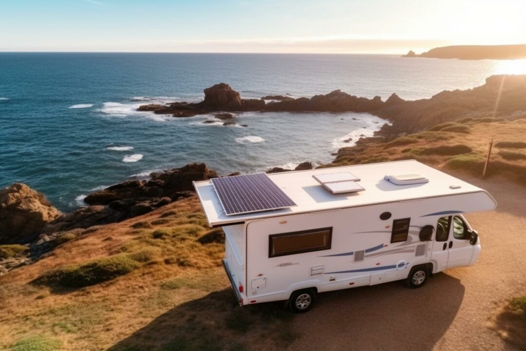 rv parked side road near ocean