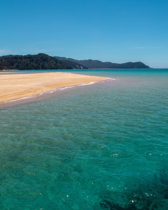 plage de sable fin dore le long de golden bay nouvelle zelande