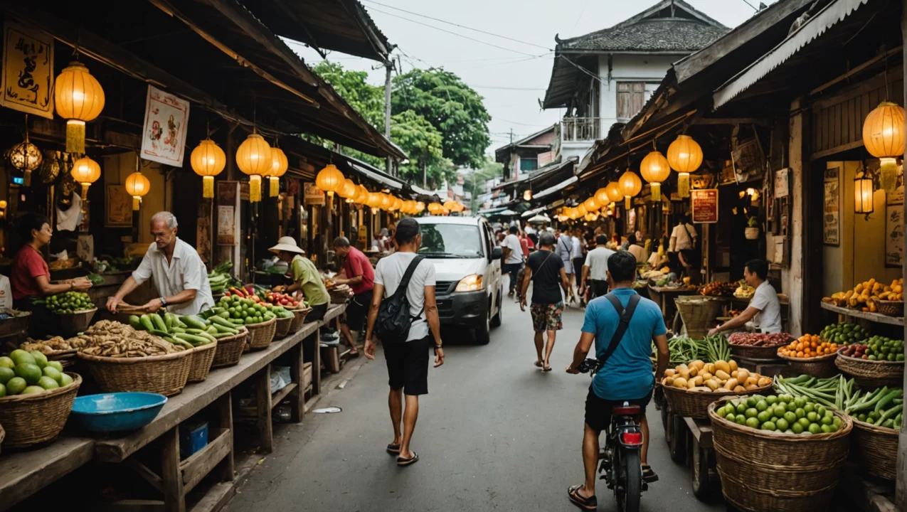 Marche dans les rues de Chang Mai en Thailande